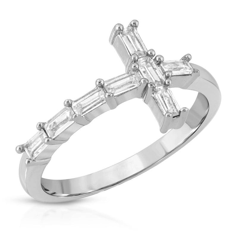 The Baguette Diamond Cross Ring